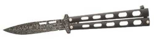 Bear & Son Butterfly Knife 3.38" Black Damascus